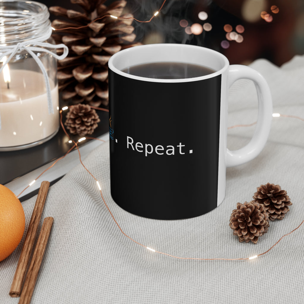 Code. Drink. Repeat. Ceramic Coffee Mug — Programmer Gift