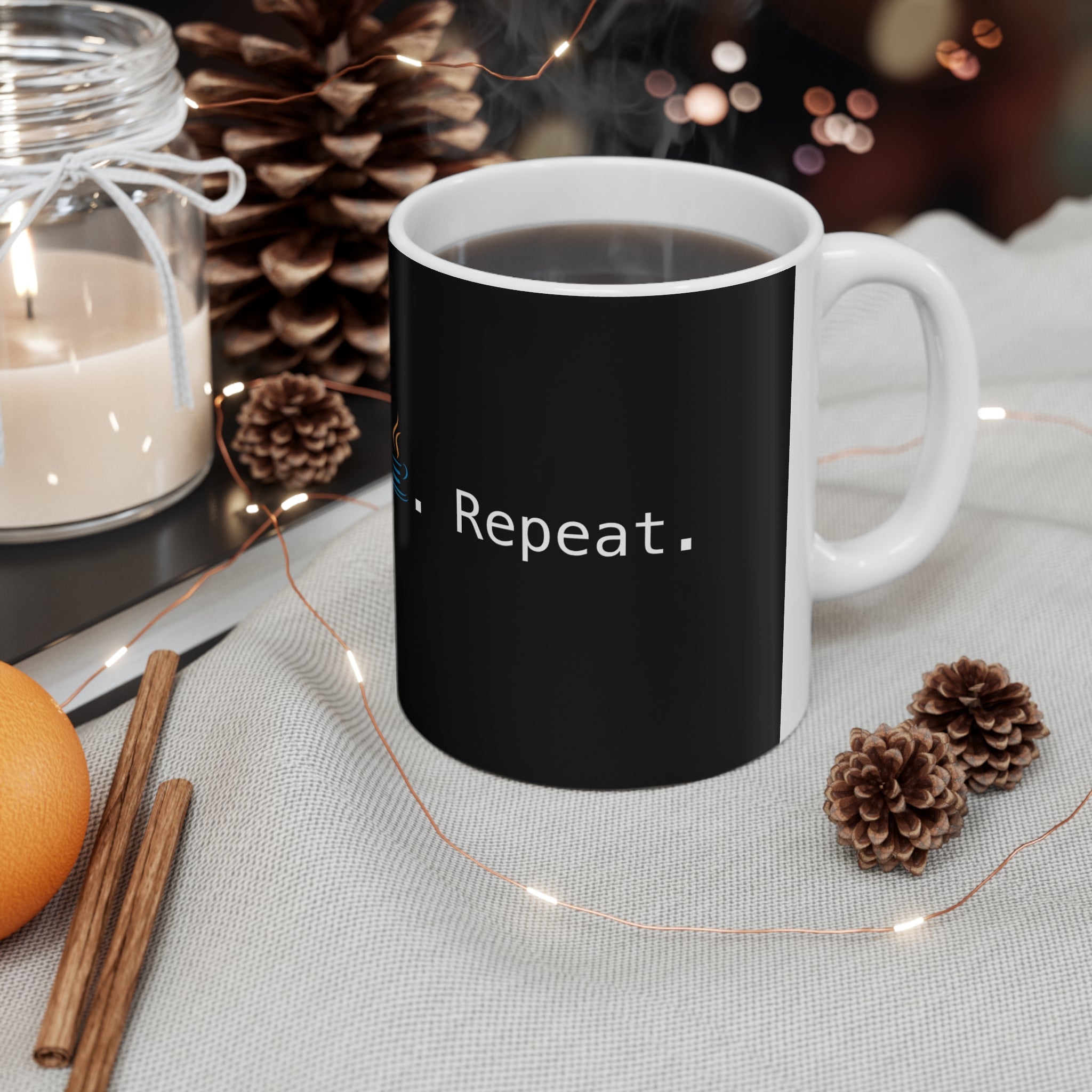 Code. Drink. Repeat. Ceramic Coffee Mug — Programmer Gift
