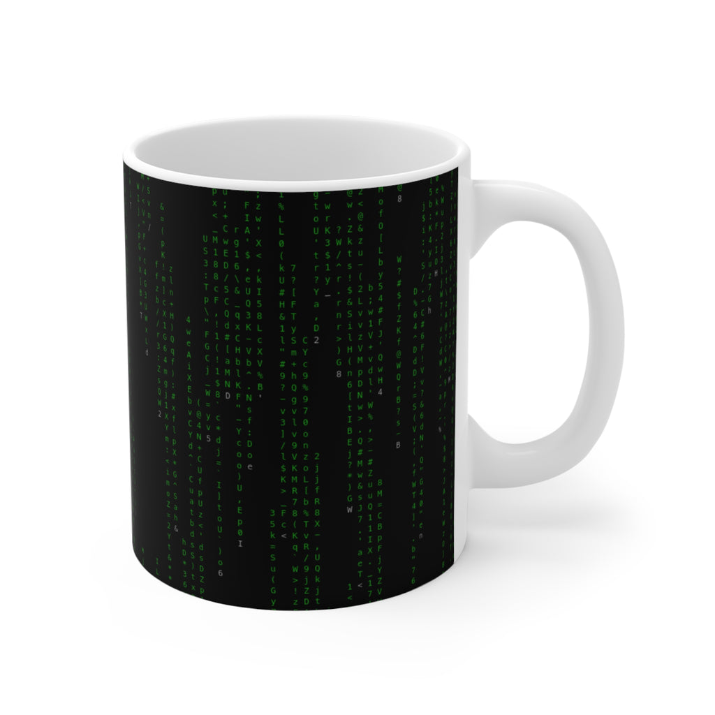 Matrix Code Coffee Mug — Green Digital Rain 11oz