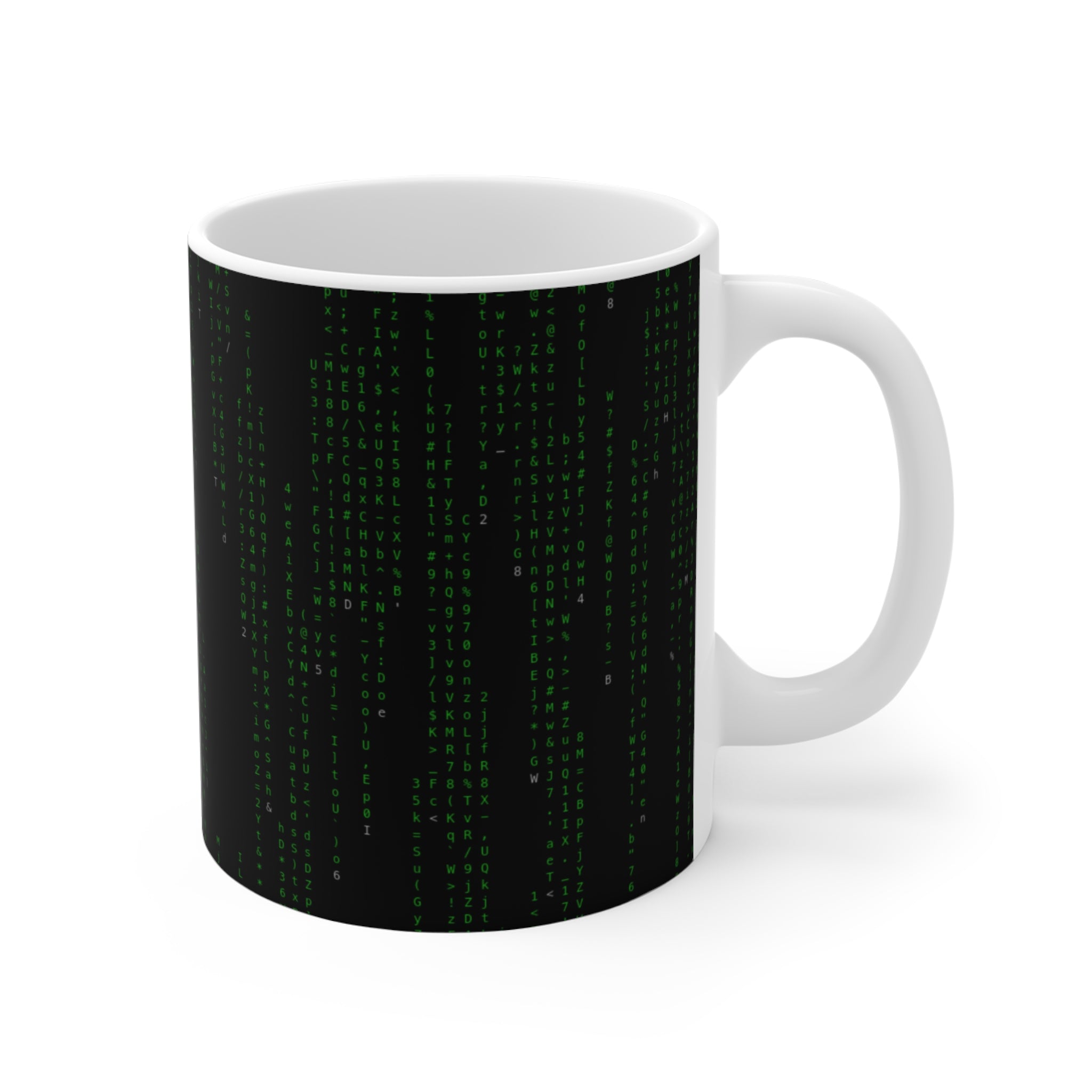 Matrix Code Coffee Mug — Green Digital Rain 11oz