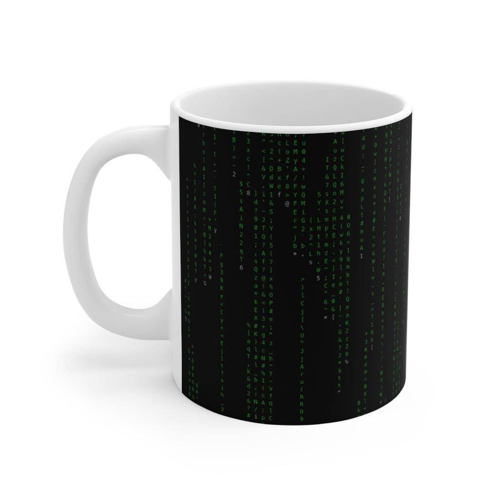 Matrix Code Coffee Mug — Green Digital Rain 11oz