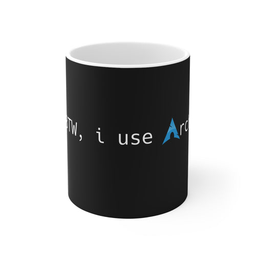 BTW, I Use Arch Black Mug — Linux Arch Ceramic Coffee Cup